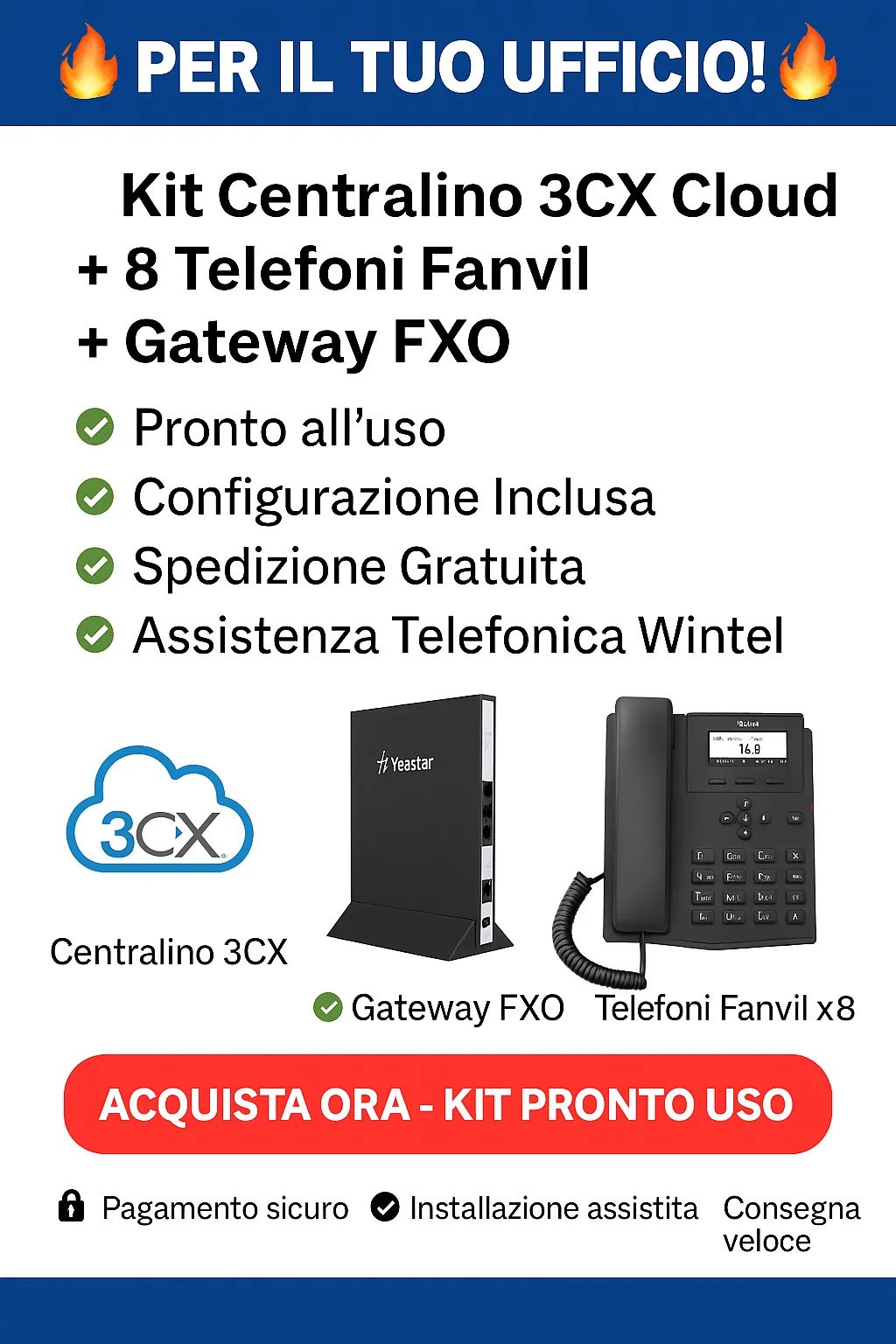 Kit 3CX 8 Telefoni Gateway