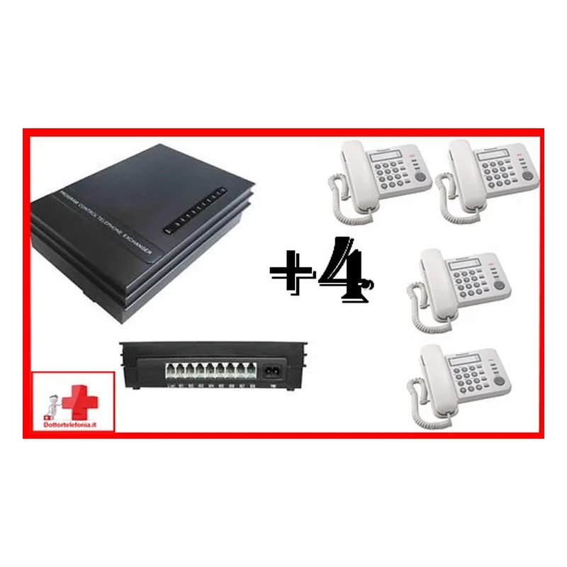 KIT CENTRALINO DIGI 2 LINEE 4 TELEFONI